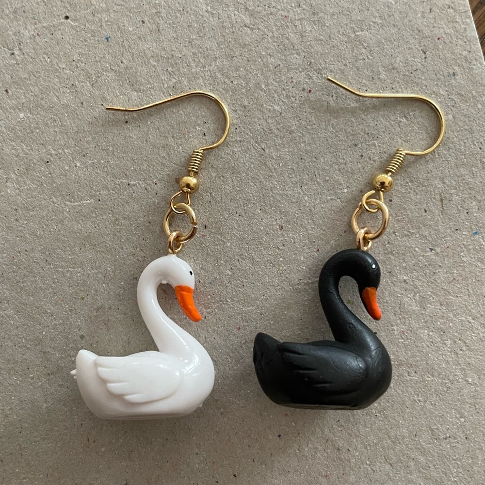 Swan Earrings- dangle earrings